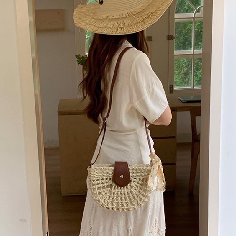 Летние ротанговые сумки женские седло соломенная сумка через плечо ручной работы плетеная сумка кроссбоди дамские сумочки богемный дорожный клатч пляжная сумка