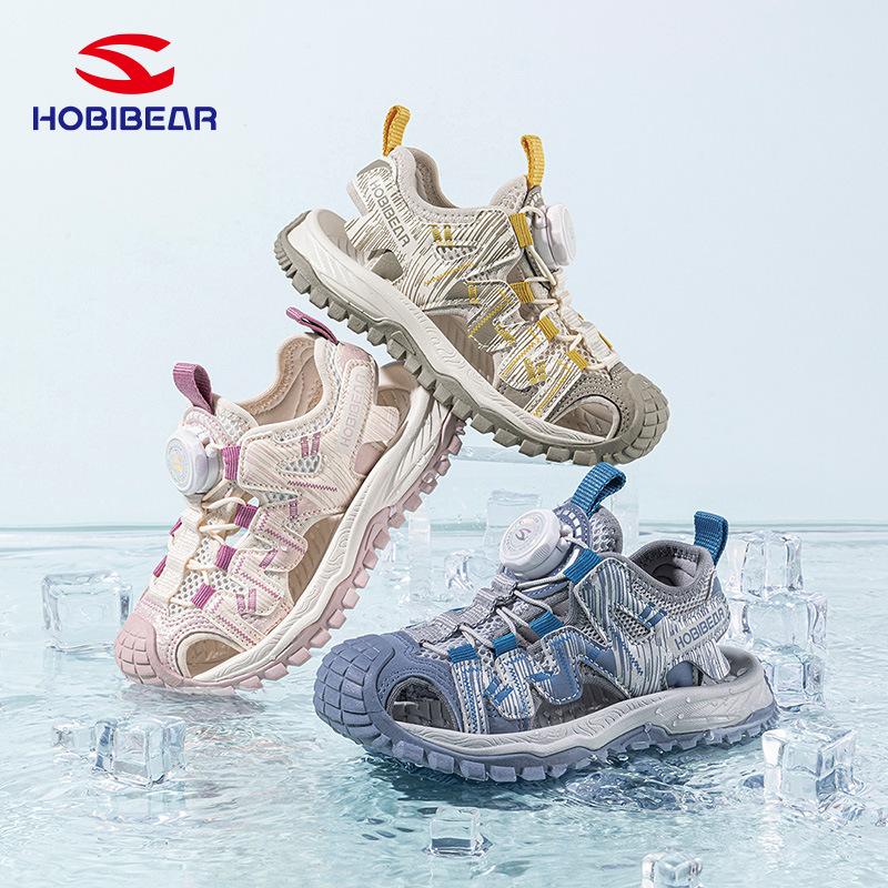Kids Closed Toe Sandals Summer Breathable Rotary Buckle Beach Shoes Sport Water Sandals For Boys Girls Outdoor Walking Shoes