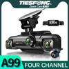 Автомобильный видеорегистратор TiESFONG, 4-канальный A99 FHD 1080P для автомобильного видеорегистратора, автоматический видеорегистратор с углом обзора 360°, ночного видения, поддержка Wi-Fi, 24-часовой монитор парковки
