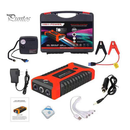 Multifunctional Car Battery Jump Starter with LED Flashlight Easy To Use 12V Portable Power Pack Battery Booster Jump Box