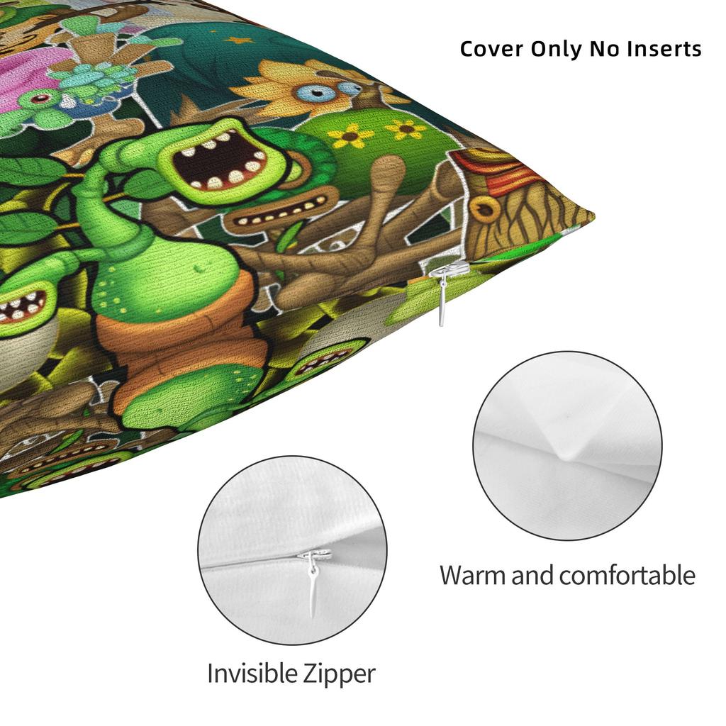 My S-Singings M-Monsters Pillow Case Kawaii Pillow Cover Graphic Pillowcases For Living Room Sofa