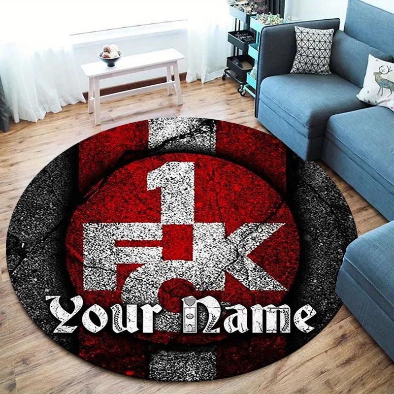 Cross Symbol Custom Name Round Area Rug Carpet Rug For Living Room Bedroom Sofa Playroom Decor Nonslip Floor Mat