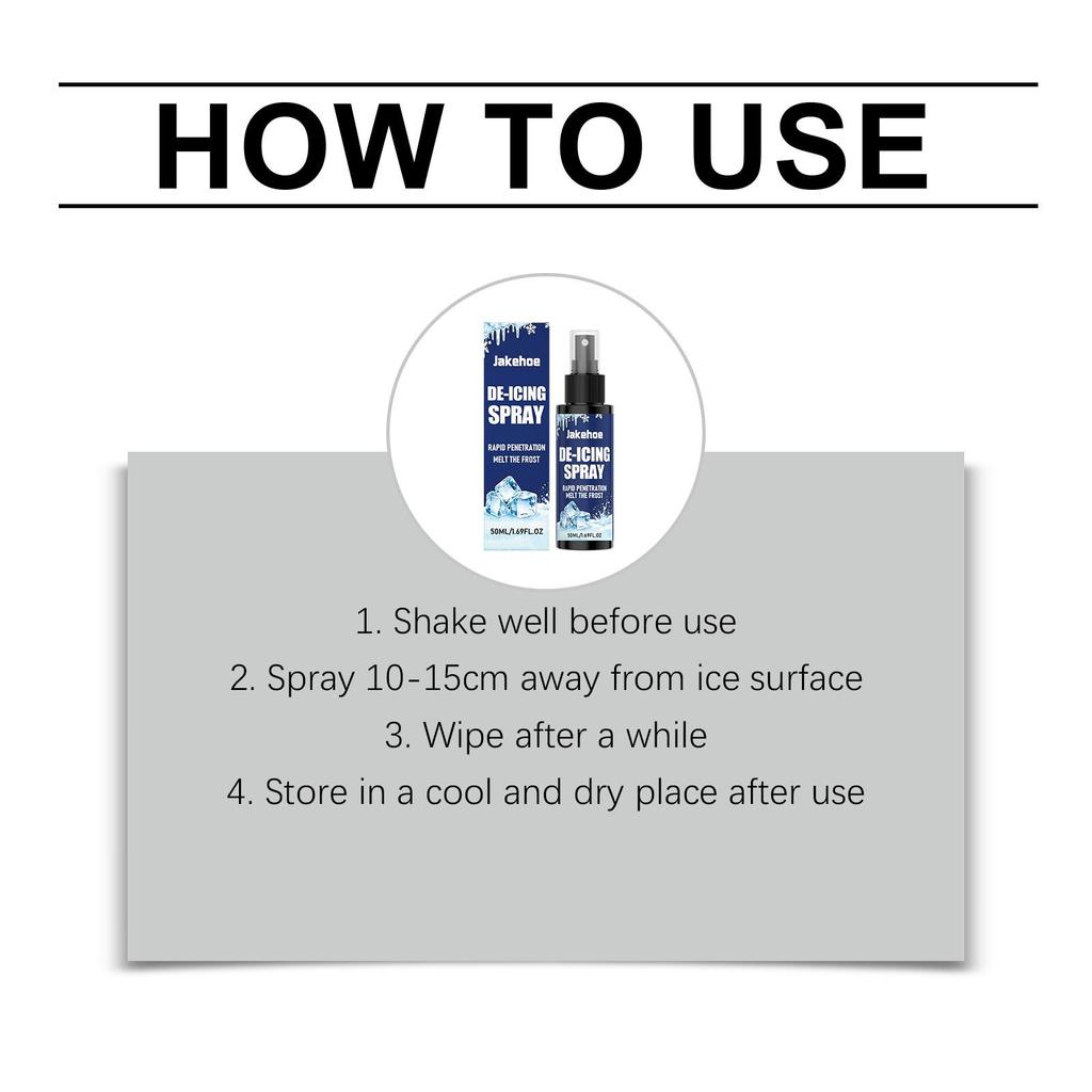 Jakehoe deicing spray quickly melts ice, defrosting, clears snow, hard surface, suitable for clean and non-marking multi-scene use 50ml
