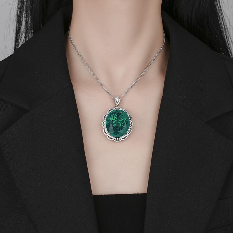 Ювелирное имитация изумруда большое яйцо ретро кулон ожерелье основной камень 25 * 30