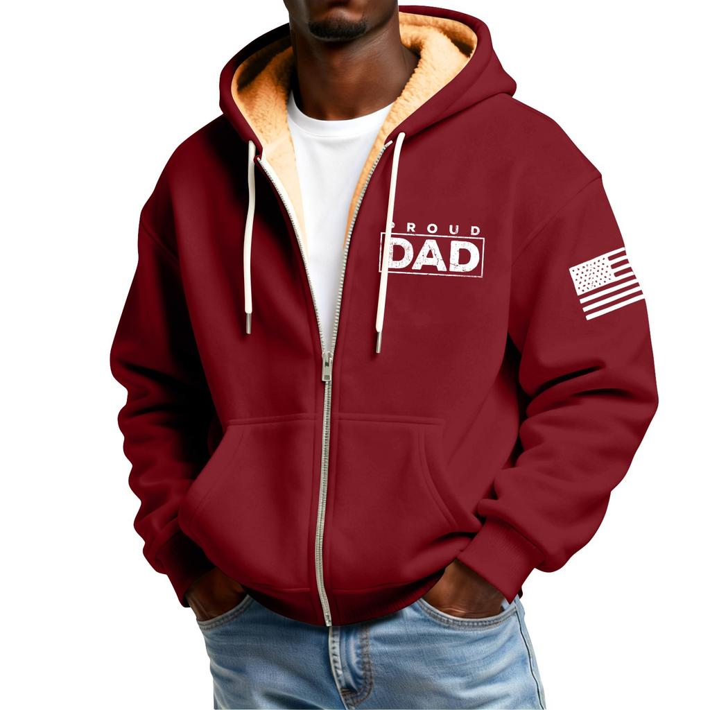 Мужской флисовый кардиган с капюшоном на молнии и с принтом, с карманами, мужской повседневный кардиган