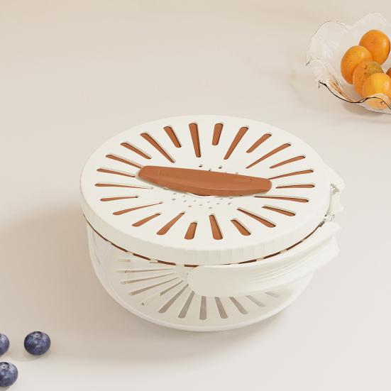 Многофункциональная дренажная корзина для пищевых продуктов со складной ручкой, штабелируемая корзина для хранения фруктов и овощей, не содержащая бисфенола А, с крышкой