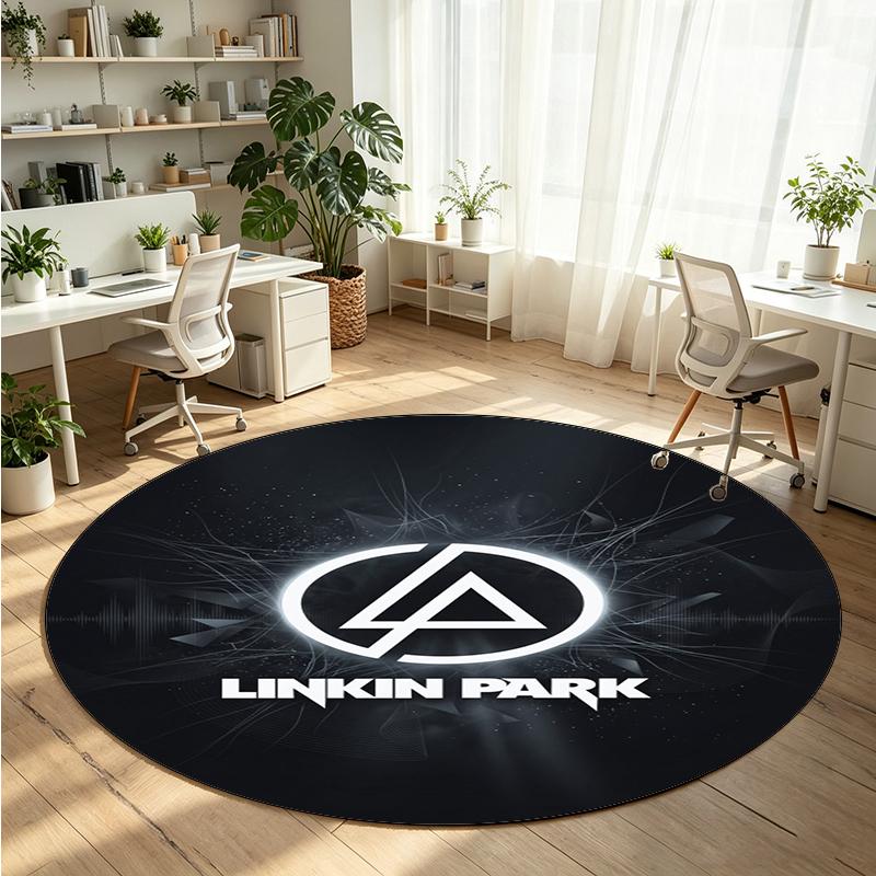 Linkin Park Printed Round Crystal Velvet Rug Soft Non Slip Floor Carpet For Bedroom Holiday Gift