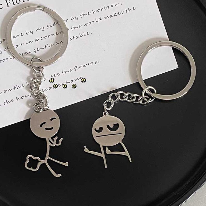 Забавный брелок для ключей Stickman для пары, симпатичная личность, забавная школьная сумка для школьников, кулон для подруги, подарок на день рождения