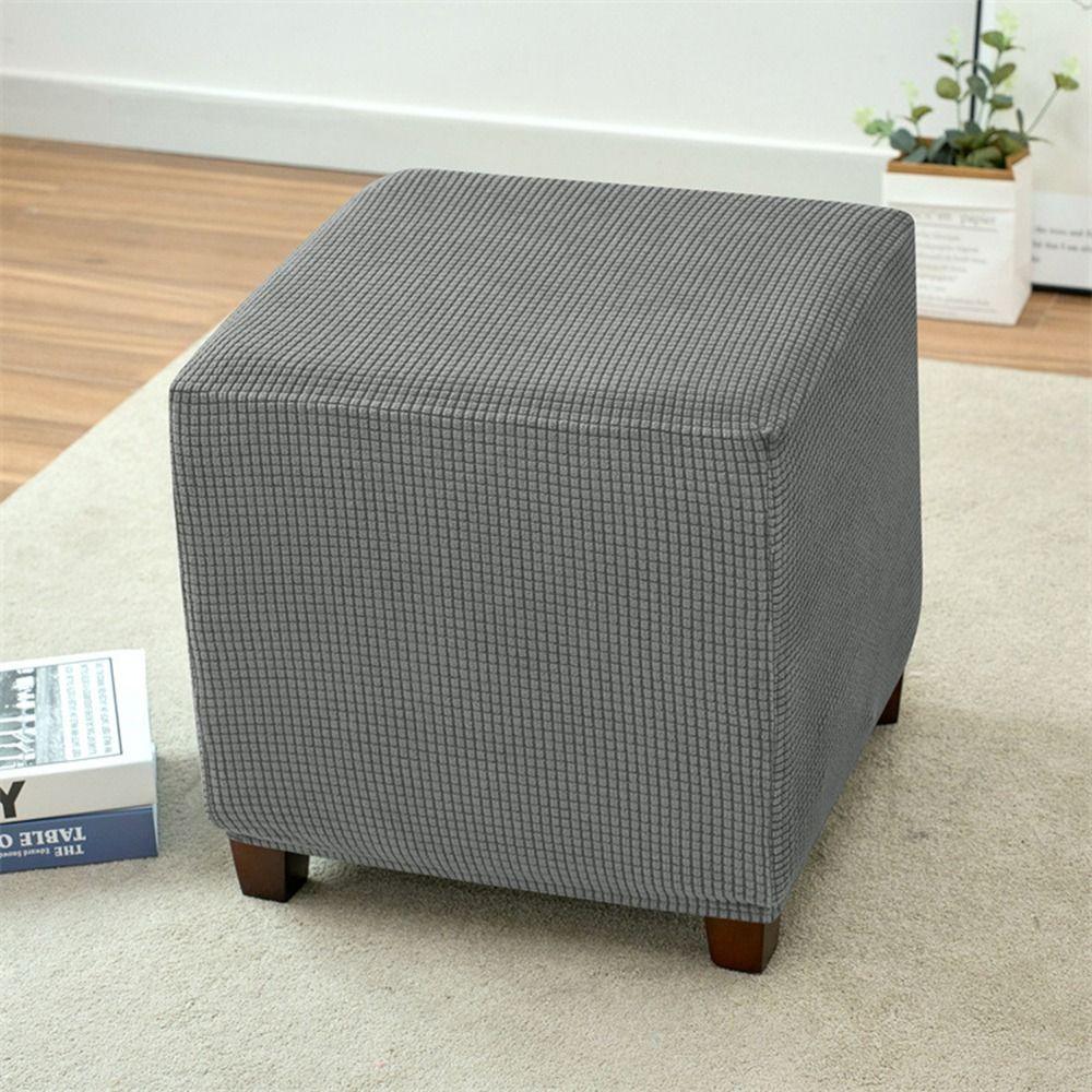 Elastic Jacquard Ottoman Cover Velvet Footrest Slipcover New Footstool Case  Home Decor
