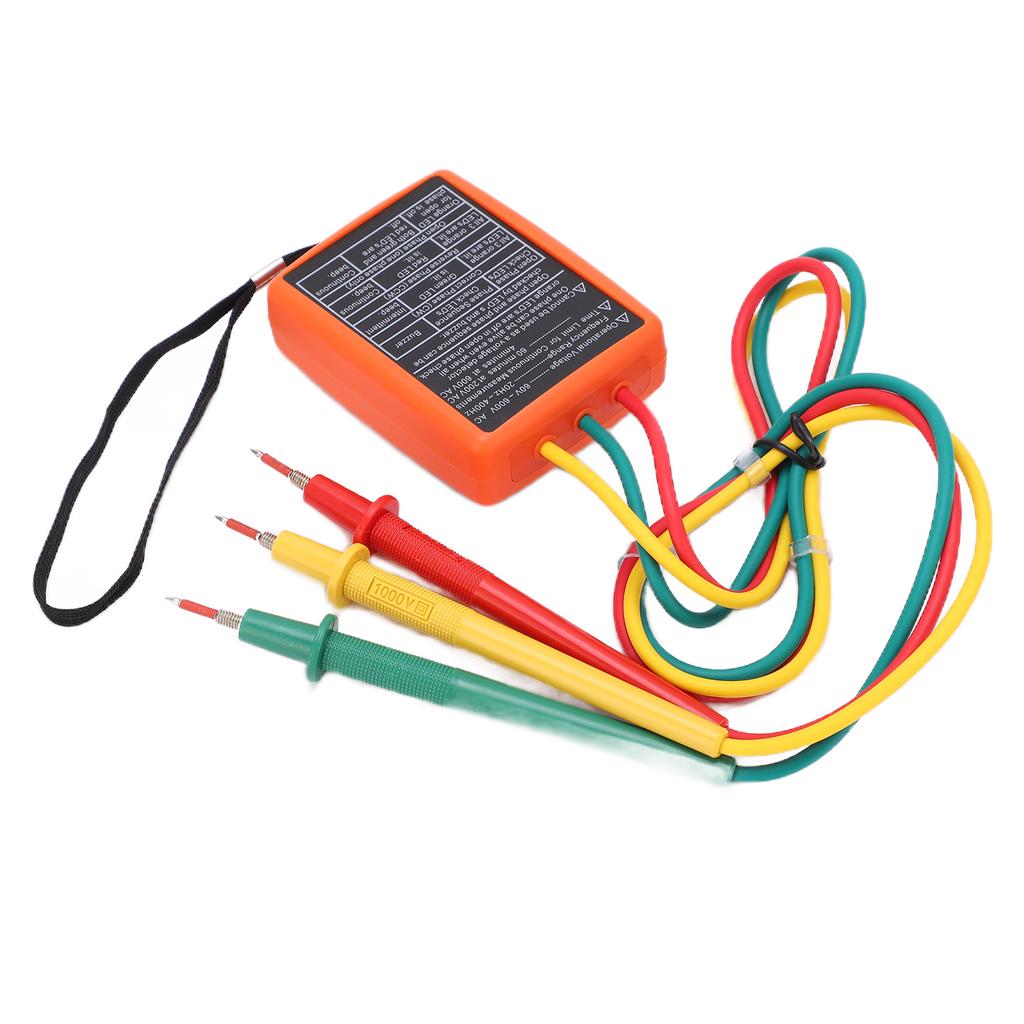 SM852B Тестер чередования фаз 3-фазный Цифровой индикатор фаз Детектор Светодиодный зуммер Измеритель последовательности фаз Тестер напряжения 60В~600В AC