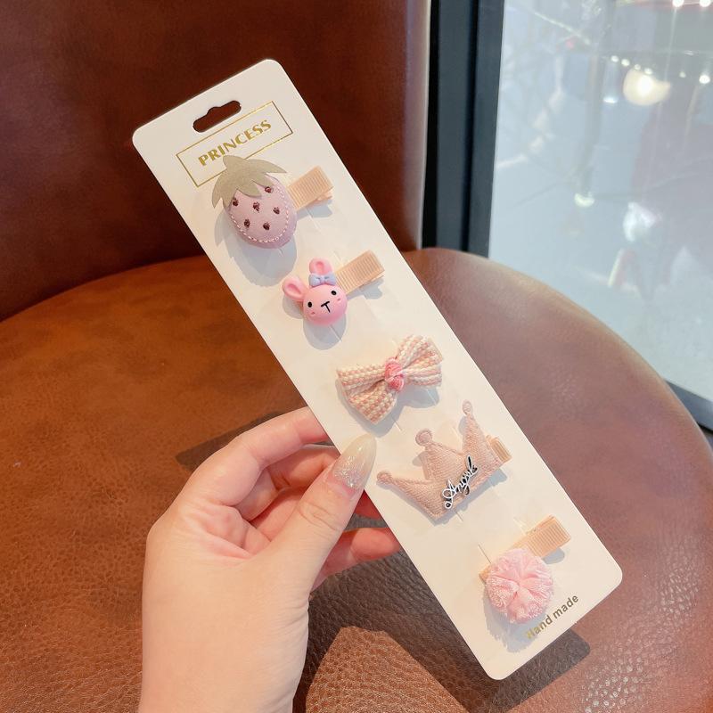 5 шт./компл., милая детская заколка для волос для девочек, милый мультяшный животный цветочный бант, заколка для волос для маленьких девочек, кавайная челка, боковой зажим, детские аксессуары