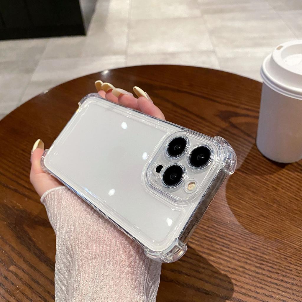 Applicable To IPhone16PROMAX Four Corner Anti-fall Transparent Space Phone Case Apple X/14 Fine Hole Soft Protection Case