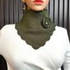 Solid Color Wavy Edge False Collar Crochet Flower Neck Warmer Fashion Women Knit Triangle Scarf