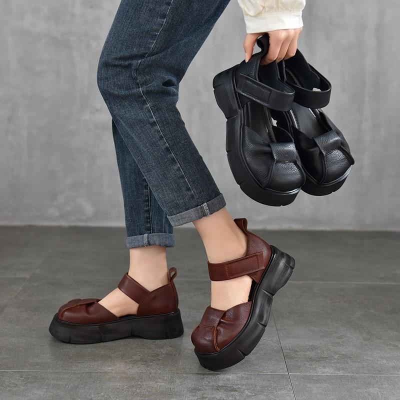 Johnature Легкие сандалии на толстой подошве в стиле ретро из натуральной кожи, женские туфли на платформе в римском стиле