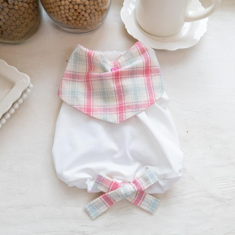 Pet Spring Cool Sun Protection Vest Drool Towel Pet Couple Clothing Decoration Teddy Cute Plaid Dress Puppy Clothes