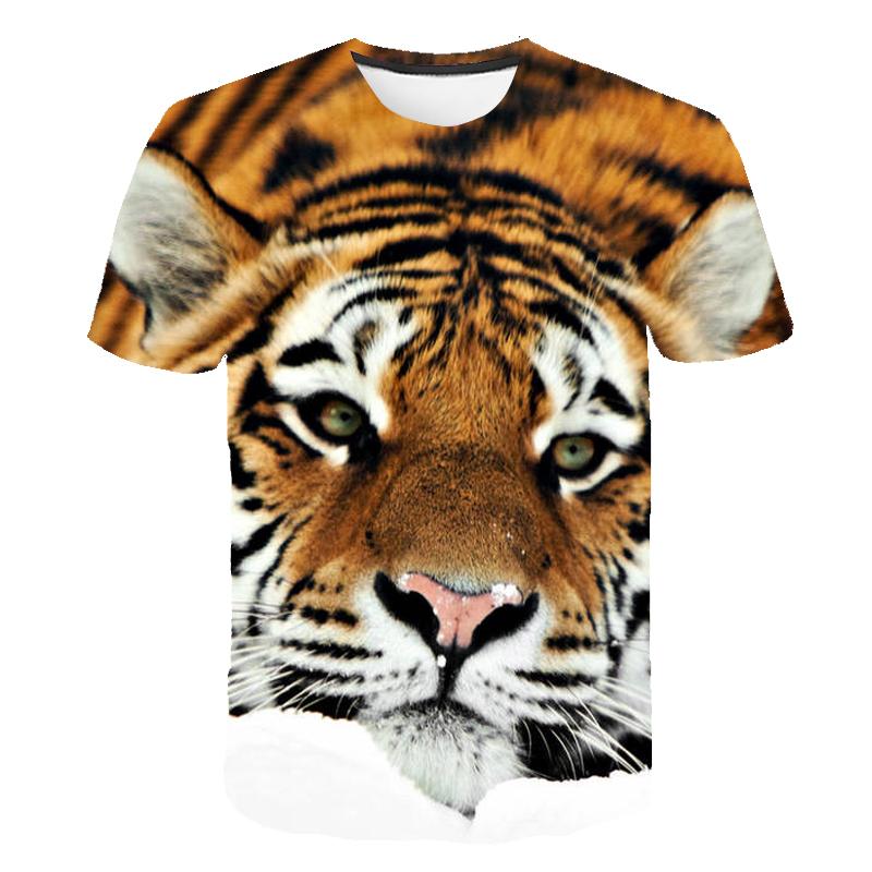 Футболка с рисунком тигра, мужская новая летняя повседневная модная футболка с круглым вырезом и принтом, топы, хипстерские футболки с короткими рукавами и рисунком животных