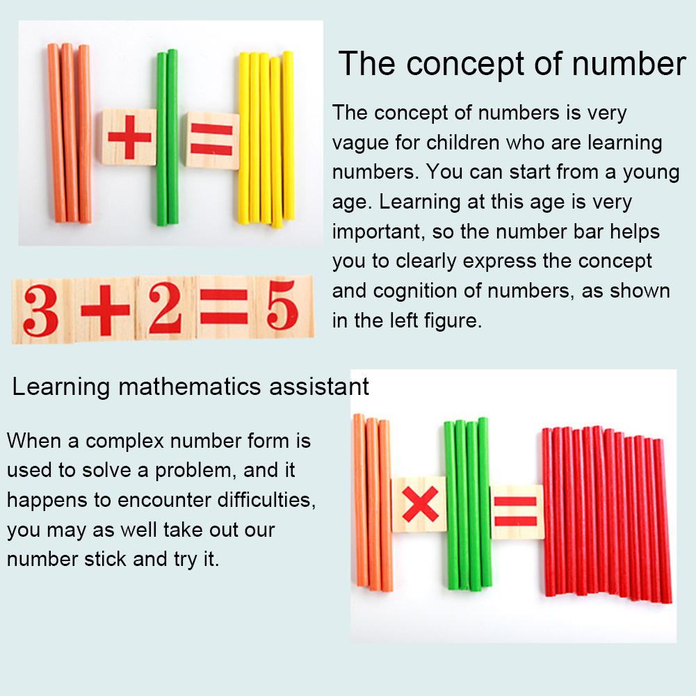 Colorful Counting Math Operation Sticks Kids Wooden Blocks Toy