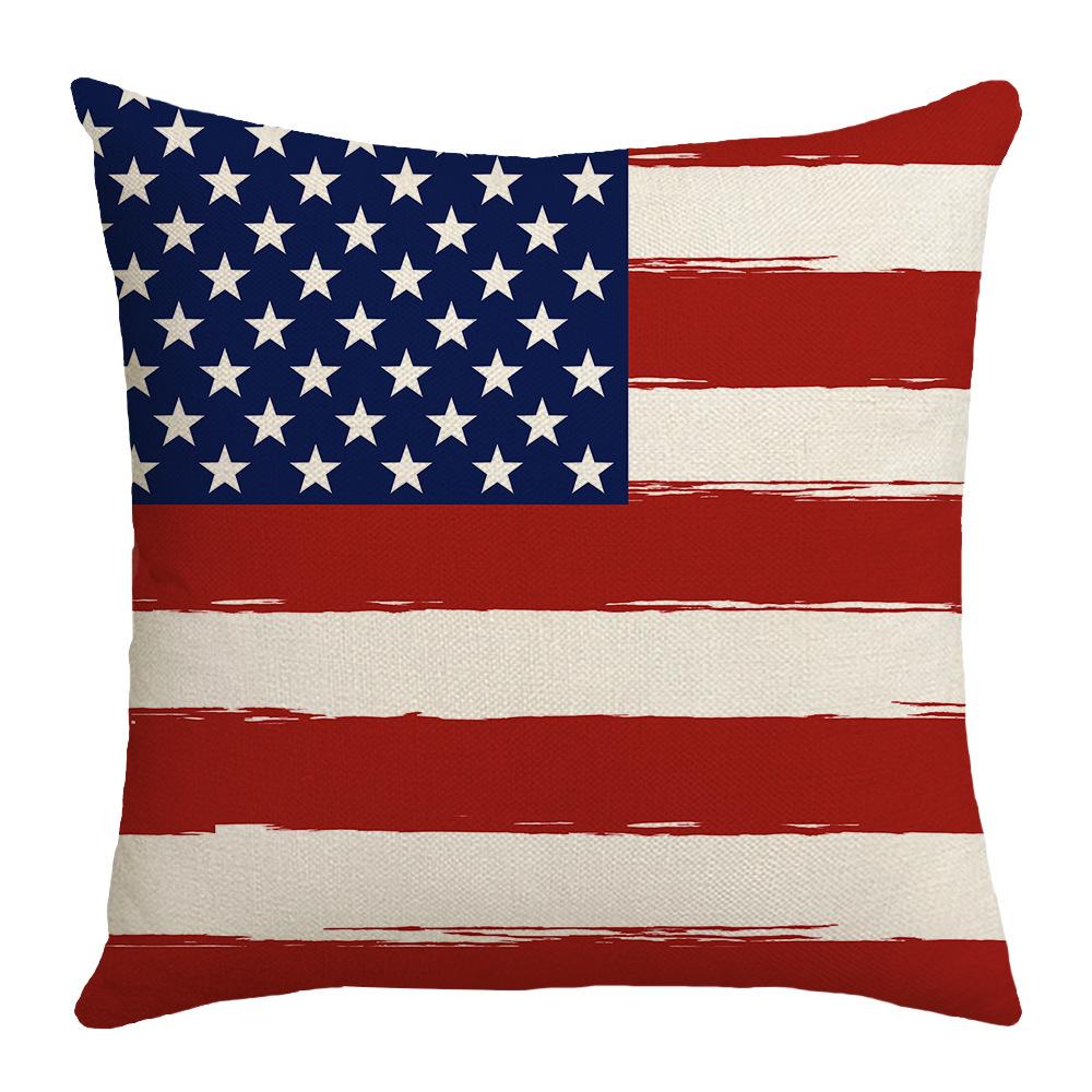 Independence Day Pillow Five-Pointed Star Print Car Cushion Bedside Cushion Linen Pillow Case
