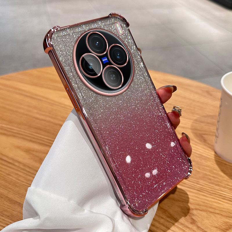 Applicable to VIVOX100 four-corner airbag mobile phone case Y200i electroplating gradual change glitter S19 all-inclusive anti-drop protective cover