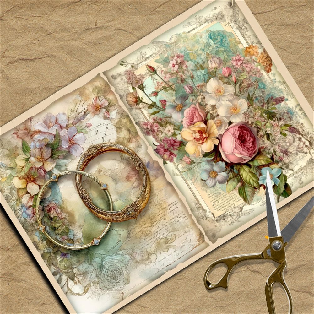 1 набор из 5 листов винтажной бумаги для скрапбукинга для скрапбукинга, ведения журнала, изготовления коллажей, украшений, ретро-художественных бумажных ремесел, украшений своими руками