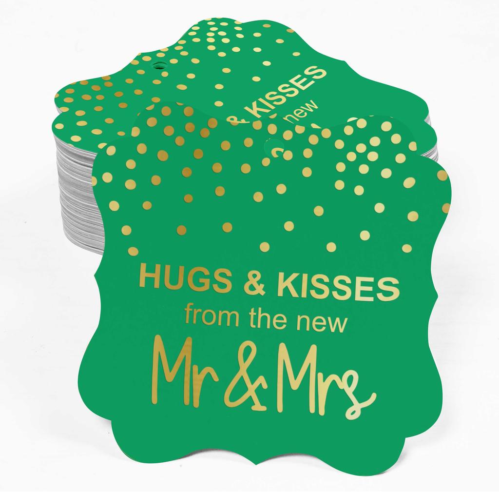 Inkdotpot Бирки для поцелуев и объятий с новой свадебной сувенирной скобой в форме подарочных бирок из настоящей золотой фольги для бонбоньерок