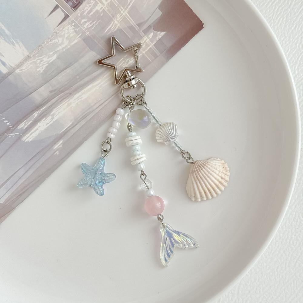 Tassel Beaded Keychain Pink Flower Hangings Ornaments Cute Bag Charm