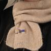 Korean Version with Wool Scarf for Women Winter New Versatile Solid Color Ins Scarf Beige Student Advanced Puppy Embroidery