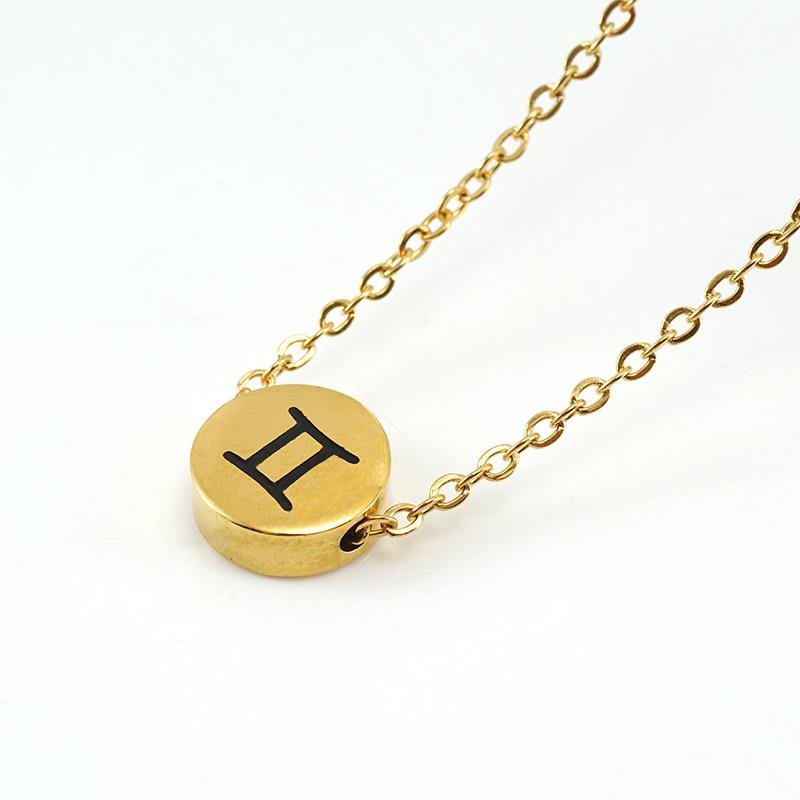 Новое простое круглое ожерелье с подвеской в виде символа созвездия из нержавеющей стали, 12 ожерелье с созвездием для женщин