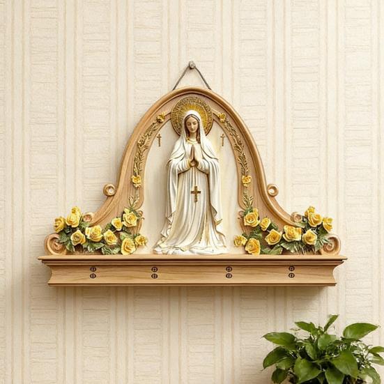 Деревянная христианская ключница 2D плоская Иисус Причастие Арт брелок-подставка с 4 крючками Религиозная настенная ключница для прихожей Домашний декор