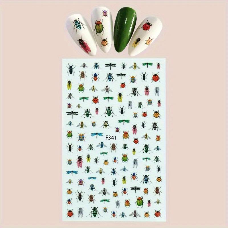 Glowing Insect Nail Stickers - Self-Adhesive Ladybugs, Beetles, and Dragonflies for DIY Nail Art