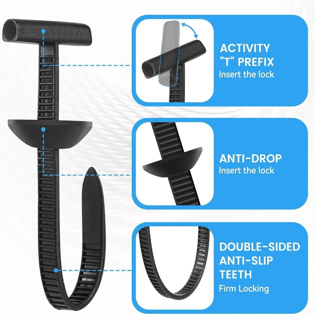 1000set Self-locking Nylon Cable Tie Buckle - Heavy Duty Pin & Button Zip Ties Car Repair Fastening Strap