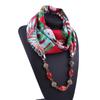 Plant Printing Chiffon Gem Necklace Scarf Women's Spring and Autumn Ethnic Style Natural Stone Necklace Scarf Clothing Collocation
