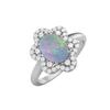 8X6MM Oval Opal Gemstone 925 Sterling Silver Solitaire Halo Women Engagement Ring