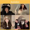 Warm Fashionable Knit Hat For Women Trendy Fluffy Beanie With Cute Patch Bear