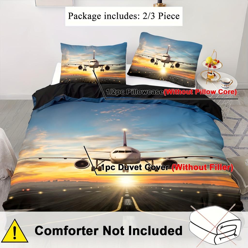 Aircraft 3D Digital Printing Three-Piece Bedding Home Textile Duvet Cover Bedding