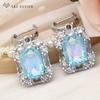 Fashion Rectangle Crystal Drop Earrings For Women Rose Gold Color Wedding Jewelry Cubic Zirconia Eardrop