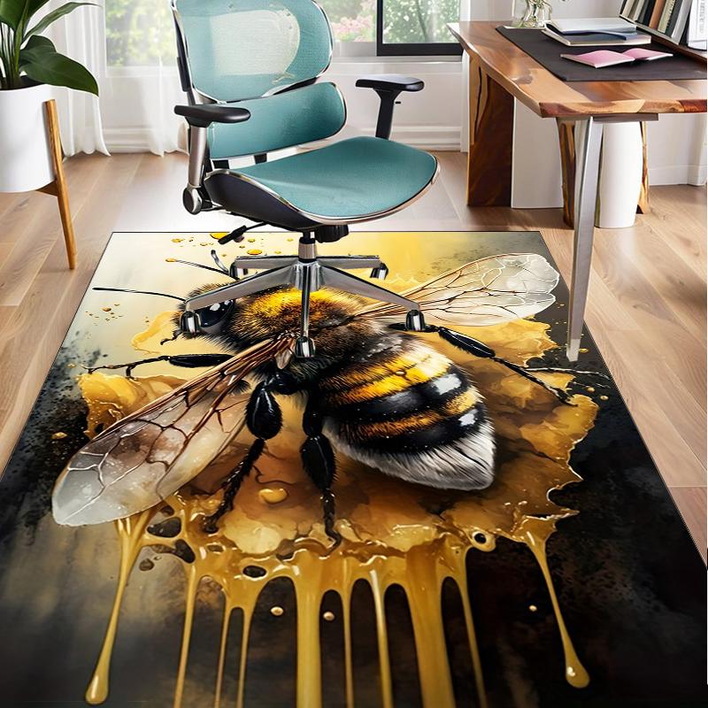 Bumblebee And Sunflower Office Rug Chair Mat, Entryway Carpet, Suitable for Front Door, Bedroom, Living Room, Desk, Holiday Gift