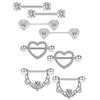 Surgical Steel Heart Nipple Piercing Rings Sets 14G Crystal Tongue Ring Nipple Barbell Lot Sexy Piercing Nipple Body Jewelry
