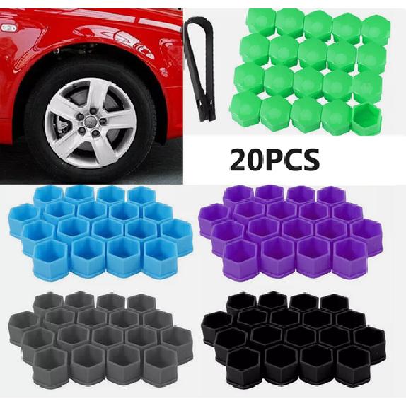 20Pc 17Mm Car Wheel Lug Nut Cover Bolt Protector Screw Cap Trims W/ Removal Tool
