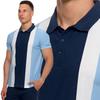 Men's Contrast Panel Polo Shirt with Collar MORAJ 3XL BLUE