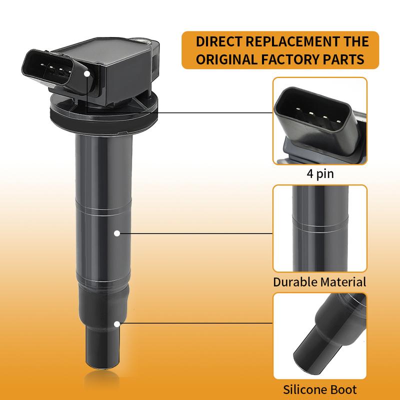 4x Ignition Coil & 4x Iridium Spark Plugs For 2002-2011 Toyota Camry 2.4L UF333 90919-02266