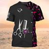 Новая летняя мужская футболка Funny Clothes Barber Graphic 3d футболка пуловер с коротким рукавом 2023 Hair Salon Cool Work Clothes Top 5xl