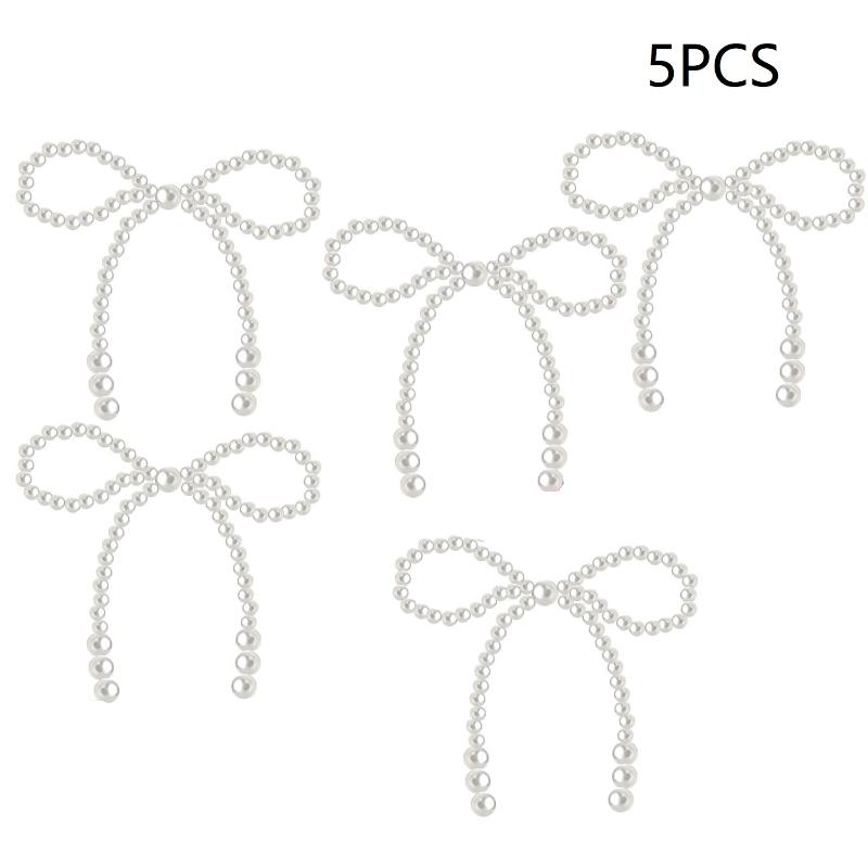 5/10Pcs Pearl Bow Cake Decoration, Suitable For Single Party, Birthday, Baptism, Wedding, Princess Themed Party Decoration