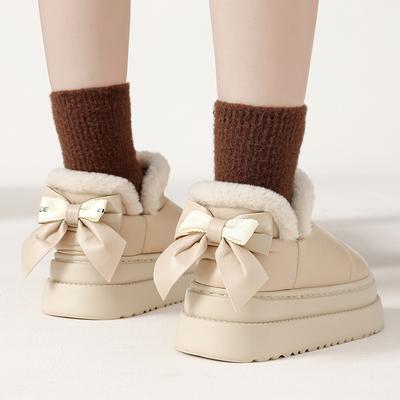 Водонепроницаемые сноубутсы, толстоподошвенная нескользящая уличная обувь на зиму, домашние плюшевые термосумки и хлопковые туфли