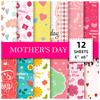 12 Sheets/Pack Mother'S Day Material Paper-Cut Scrapbook Card Pink Background