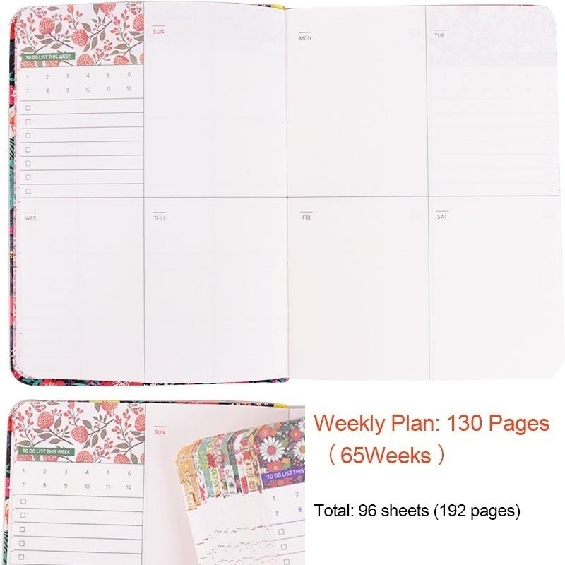 Floral Leather Cover Planner Notebook Daily Weekly Monthly Planner Stationery Office Supplies A5 A6