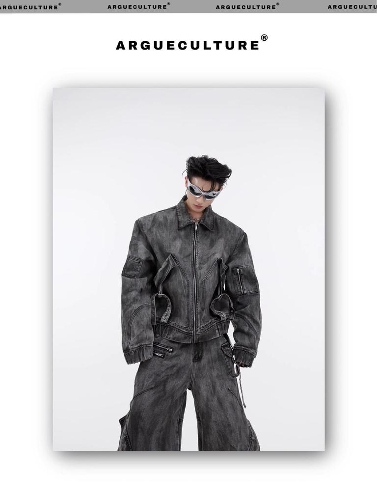 Мужские потертые джинсы в стиле ретро с широкими штанинами