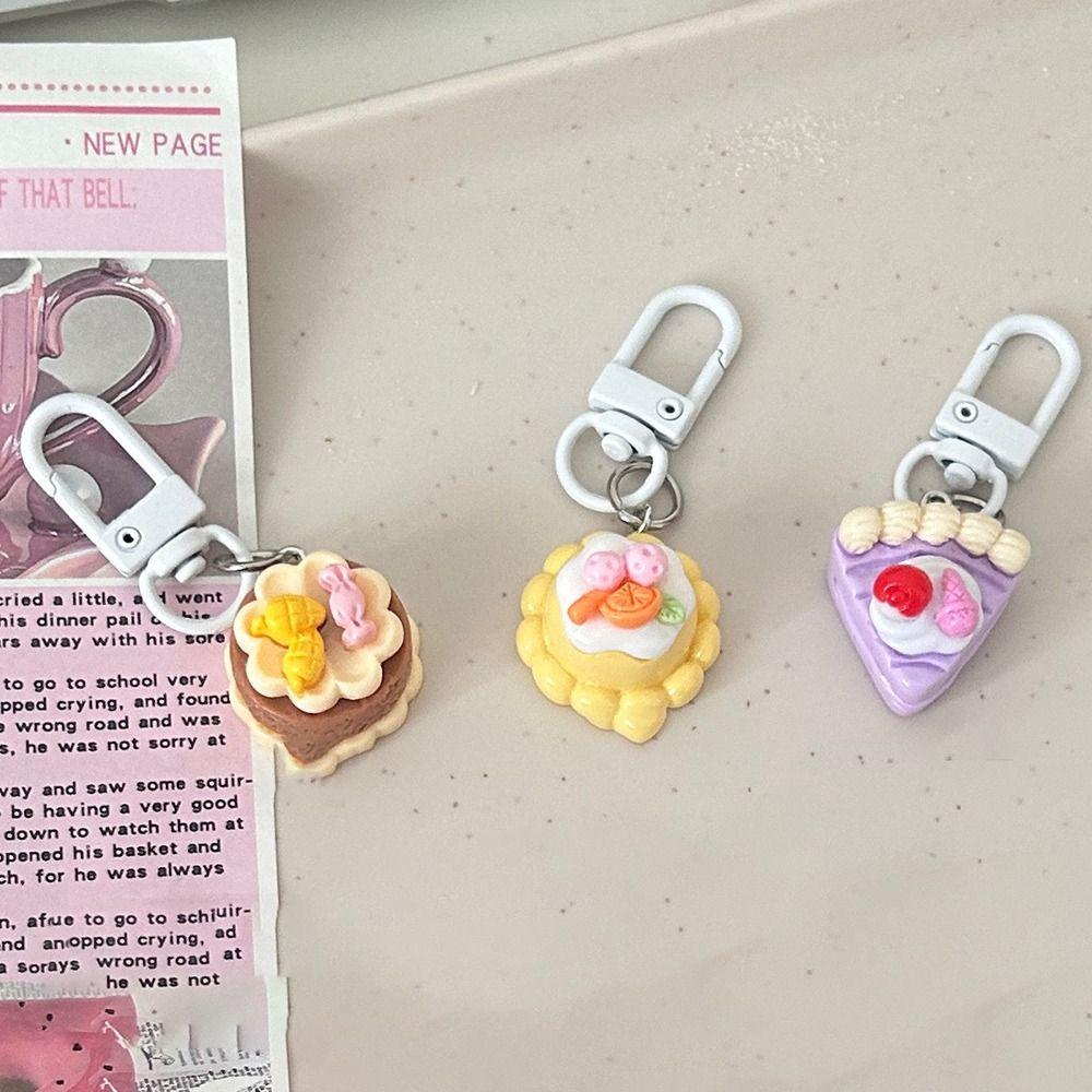Cute Car Keyring Cartoon Party Gift Jewelry Simple Cake Pendant Keychain  Boudoir