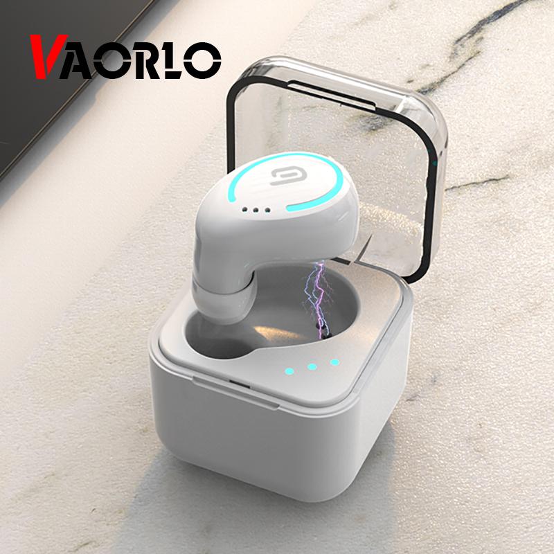 VAORLO Mini Single Bluetooth Earphone IN-Ear Invisible Hifi Music Wireless Earbuds Noise Cancel Headset With Charging Box For Smart Phone