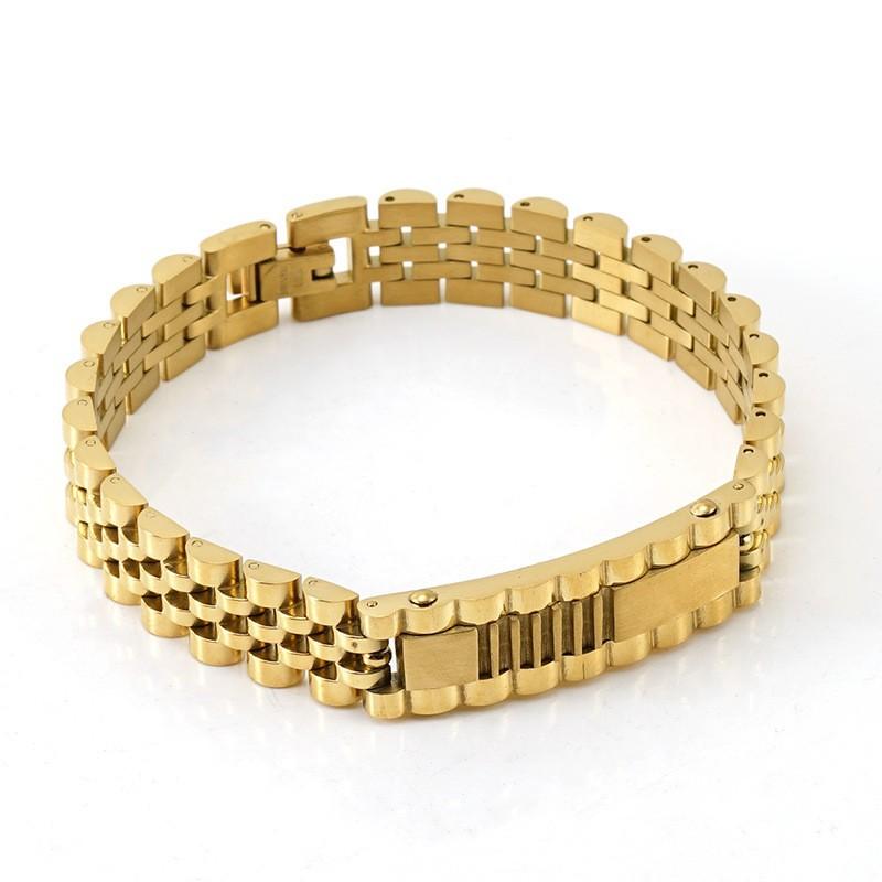 Модный мужской браслет из нержавеющей стали, персонализированная цепочка для часов, мужская бижутерия из титановой стали 18 карат